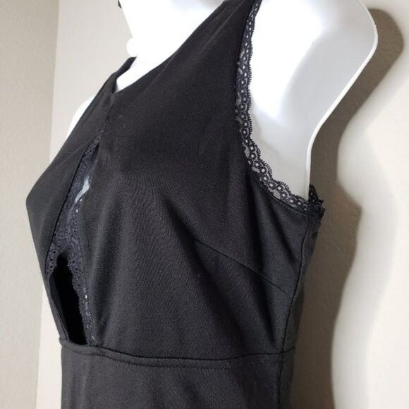 Socialite lace trim keyhole bodycon dress black size small - Picture 7 of 16